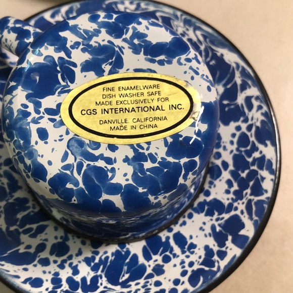 NWOT demitasse enamel spatter cups & saucers - Picture 4 of 4